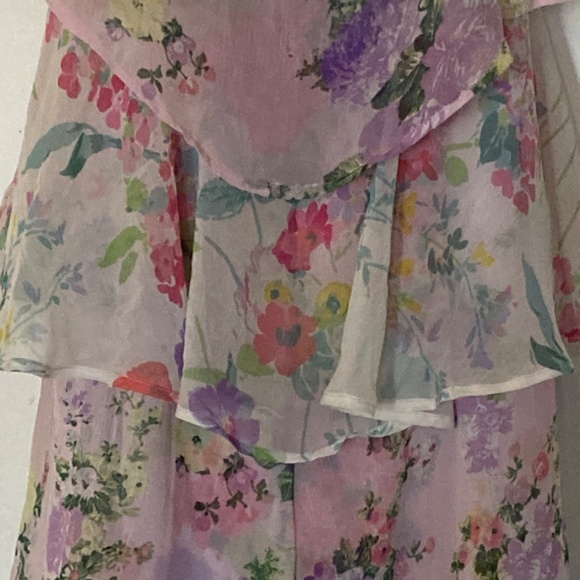 Strapless lavender floral print jumpsuit sz 10 - Picture 2 of 9